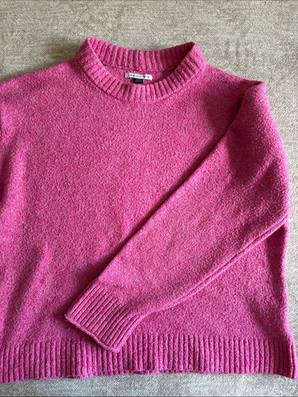 American Eagle Outfitters Bright Pink Crewneck Sweater